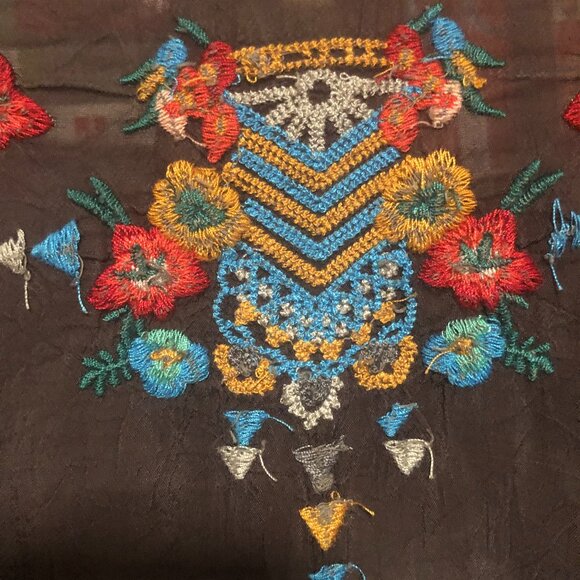 Johnny Was xl Boho silk gray kimono or poncho style blouse SOLD - Picture 3 of 4